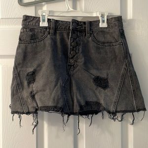 Free People Distressed Grey Jean Skirt Size 27